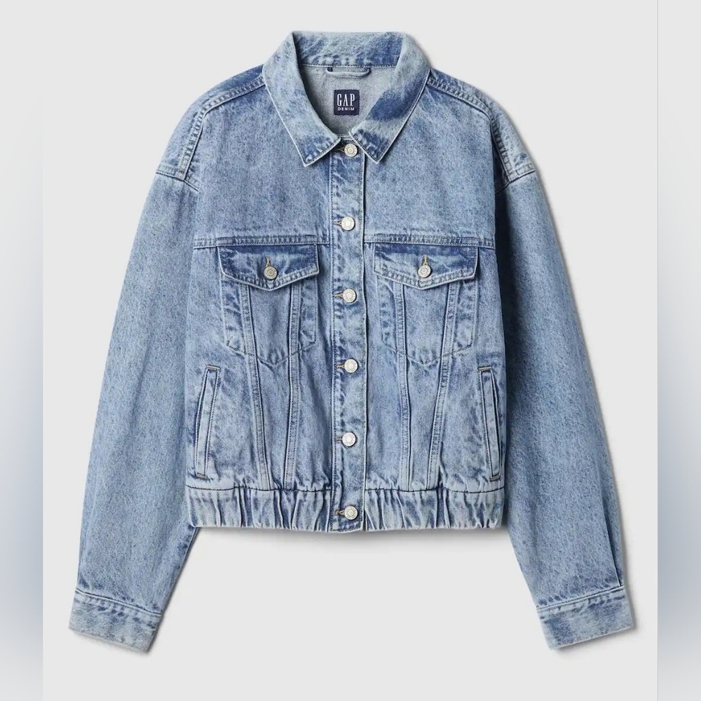 NEW Womens Relaxed Icon Denim Bomber Jacket (Size XXL)